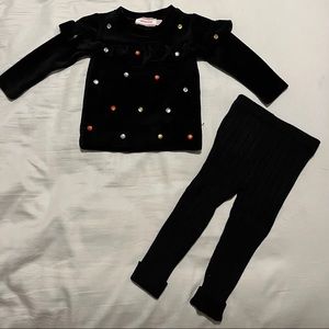 NEW Hopscotch 2-Piece Baby Set, Color Black, Size 9 months